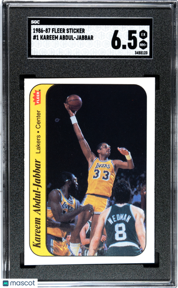 1986 Fleer Sticker Kareem Abdul-Jabbar #1 SGC 6.5