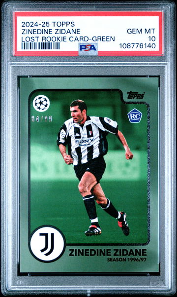 2024 TOPPS THE LOST ROOKIE CARDS ZINEDINE ZIDANE #/99 GREEN PSA 10