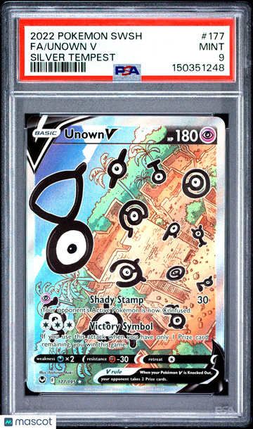 2022 Pokemon Sword & Shield Silver Tempest Unown V Silver Tempest Fa PSA 9 #177