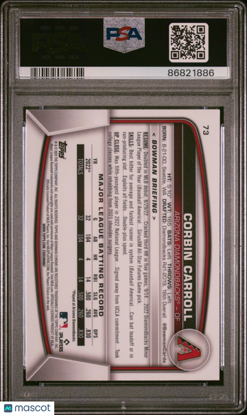2023 Bowman Mega Box Chrome Corbin Carroll #73 PSA 10