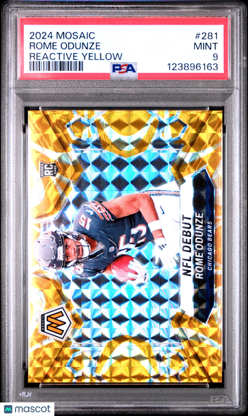2024 Panini Mosaic Rome Odunze #281 Reactive Yellow Rookie PSA 9