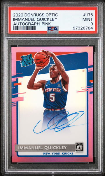 2020 PANINI DONRUSS OPTIC IMMANUEL QUICKLEY AUTO #/25 PINK #175 RC ROOKIE PSA 9