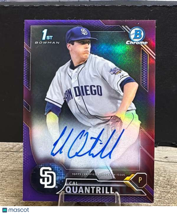 2016 Bowman Draft - Chrome Draft Pick Autographs Purple Refractor Cal Quantrill #CDA-CQ