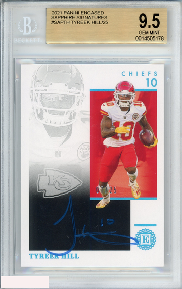 2021 PANINI ENCASED SAPPHIRE SIGNATURE TYREEK HILL #SAPTH 7 OF 25 BGS 9.5 AUTO 9