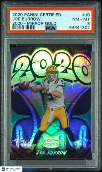 2020 Panini Certified 2020 Joe Burrow #JB Mirror Gold PSA 8