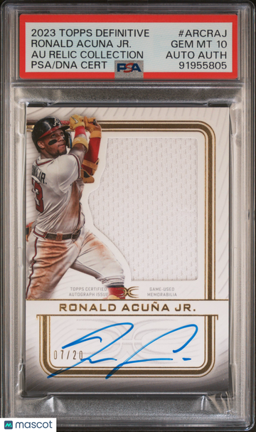 2023 Topps Definitive Collection Autograph Relic Collection Ronald Acuna JR. #ARCRAJ /20 PSA 10 Auto A