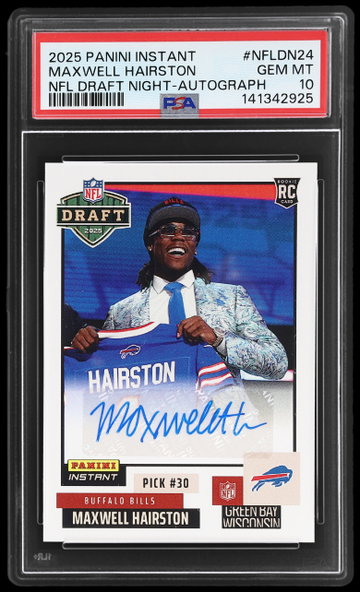 2025 Panini Instant Draft Night Maxwell Hairston Autographs PSA 10 RC