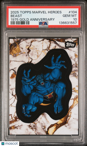 2025 Topps Marvel Comic Book Heroes 1975 Gold Anniversary Beast #104 PSA 10