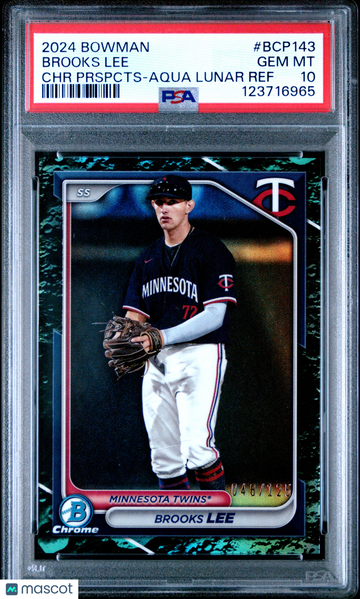 2024 Bowman Chrome Prospects Brooks Lee #BCP143 Prspcts Aqua Lunar Ref /125 PSA 10