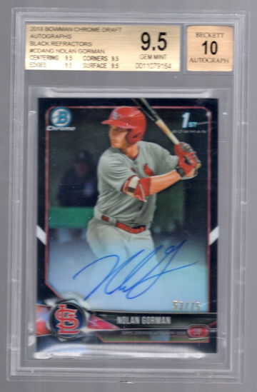 Nolan Gorman 2018 Bowman Black Refractor Auto