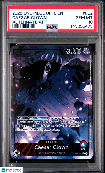 2025 One Piece Op10-Royal Blood Caesar Clown Alternate Art PSA 10 #002