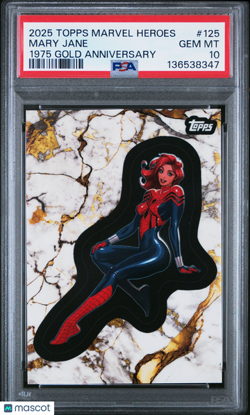 2025 Topps Marvel Comic Book Heroes 1975 Gold Anniversary Mary Jane #125 PSA 10