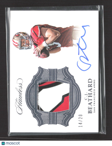 2018 Panini Flawless C.J. Beathard #SG-CJ /20 Patch Signature Gloves