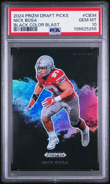 2024 Panini Prizm Draft Picks Black Color Blast Nick Bosa #CB34 PSA 10