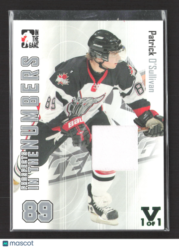 2004 In The Game Heroes and Prospects Prospects In The Numbers Patrick O'Sullivan #ITN-20 Silver Version Game-used jerse