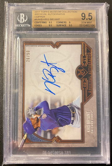Kris Bryant 2017 Topps Museum Collection Copper Auto /50 BGS 9.5 Gem Mint