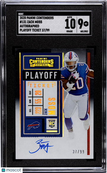 2020 Panini Contenders Zack Moss #131 Autograph Playoff Ticket SGC 9 Auto 10