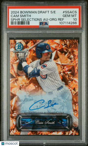 2024 Bowman Draft Sapphire Edition Sapphire Selections Autographs Cam Smith #SSACS Sphr Org Ref /25 Short Print Mint Par