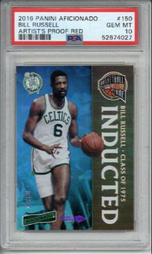 2016 PANINI AFICIONADO ARTIST PROOF RED #150 BILL RUSSELL LE 16/99 PSA 10