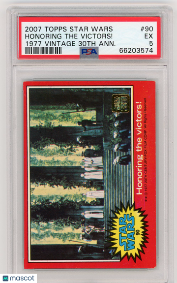 2007 Topps Star Wars 1977 Vintage 30th Anniversary Stamped Card Honoring The Victors! #90 PSA 5