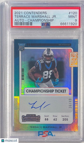 2021 Panini Contenders Terrace Marshall JR. #120 Auto Championship PSA 9