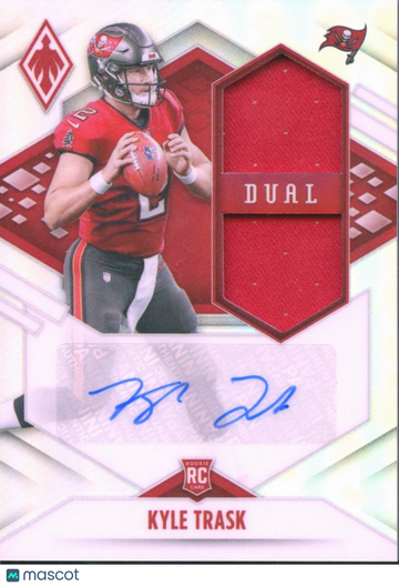 Kyle Trask 2021 Panini Phoenix RPS Rookie Dual RC Dual Jersey Patch Auto /75 Tampa Bay Buccaneers