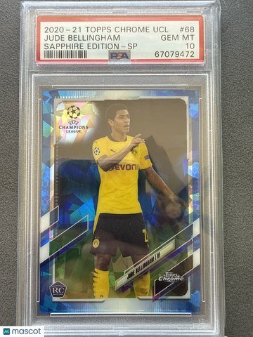 2020 Topps Chrome UEFA Champions League Sapphire Edition Jude Bellingham #68 SP PSA 10