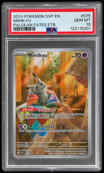2024 Pokemon Scarlet And Violet Black Star Promo Paldean Fates Mimikyu Elite Trainer Box PSA 10