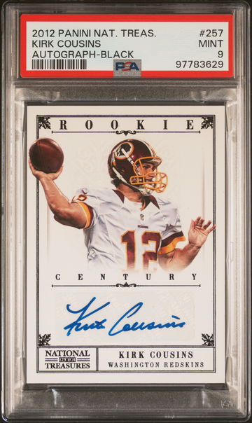 2012 National Treasures Century Black Signature Kirk Cousins #257 /25 PSA 9