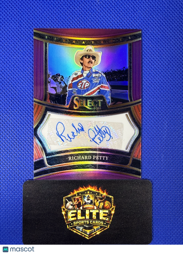 2025 Panini Select Racing Signatures Richard Petty #S-RPT Purple Prizm /49