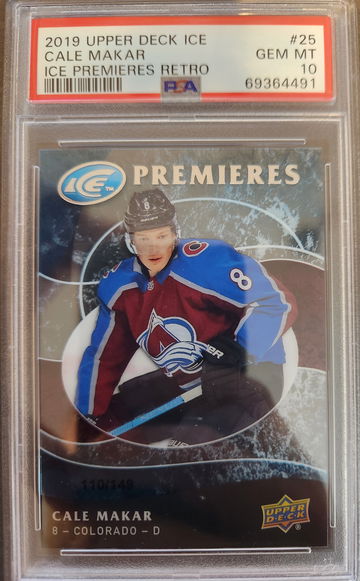 2019-20 Upper Deck ICE PREMIERES RETRO Cale Makar RC PSA 10