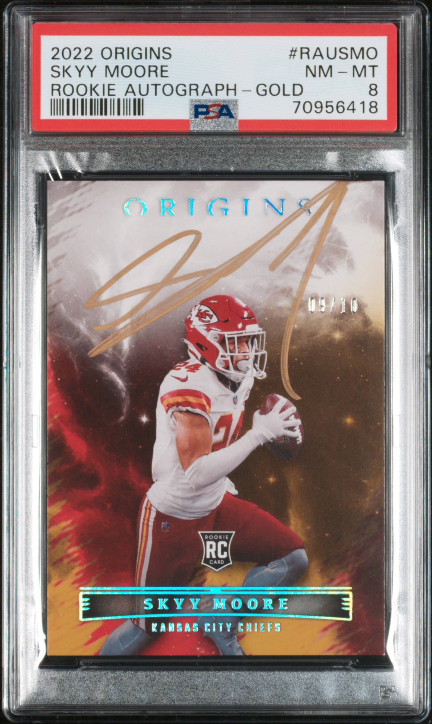 2022 Origins Rookie Autographs Skyy Moore Gold #9/10 - PSA 8