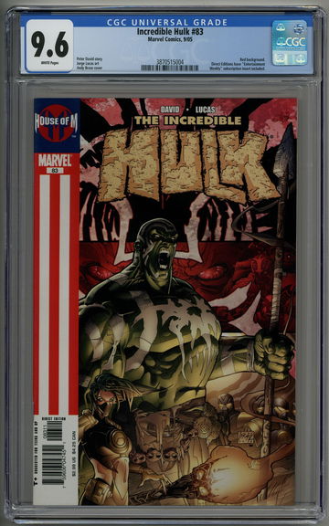 Incredible Hulk 83 House of M CGC 9.6 Red Background
