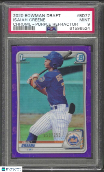 2020 Bowman Draft Isaiah Greene #BD77 Chrome Purple Refractor PSA 9