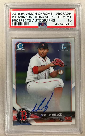 2018 Bowman Chrome #BCPADH Darwinzon Hernandez RC 1st Prospects Auto PSA 10