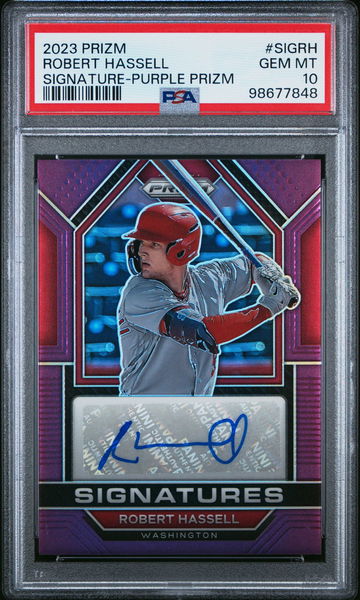 2023 Panini Prizm Purple Prizm Robert Hassell #SIGRH Auto /99 PSA 10