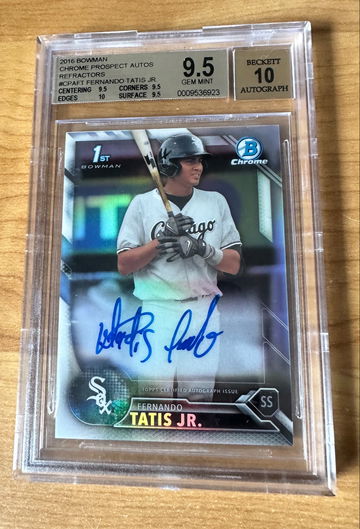 2016 Bowman Chrome Refractor /499 Fernando Tatis Jr. RC Auto BGS 9.5 10 True Gem+