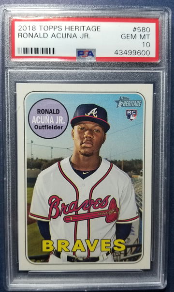 Ronald acuna jr 2018 topps heritage psa gem Mint 10