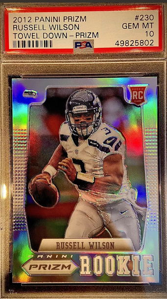 2012 Prizm Russell Wilson Towel Down - Prizm RC PSA 10 POP 16