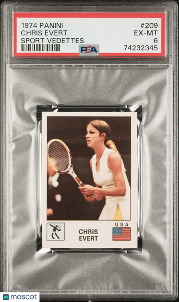 1974 Panini Sport Vedettes Chris Evert #209 Rookie ROOKIE PSA 6