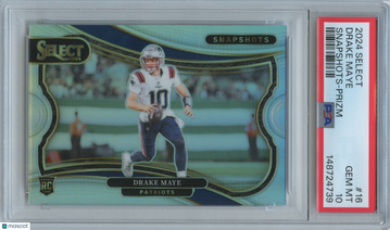 2024 Panini Select Drake Maye #16 Silver Prizm Parallel/Variety Rookie Insert PSA 10