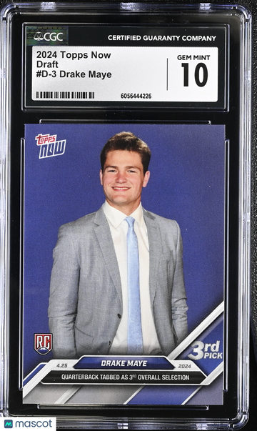 2024 Topps Now Drake Maye #D-3 Draft CGC 10