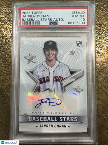 Jarren Duran 2022 Topps RC Auto Baseball Stars Autograph Red Sox PSA 10