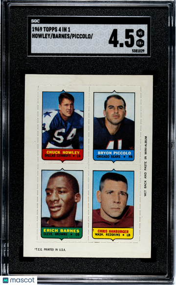 1969 Topps 4 In 1 Barnes Howley Hanburger Piccolo SGC 4.5