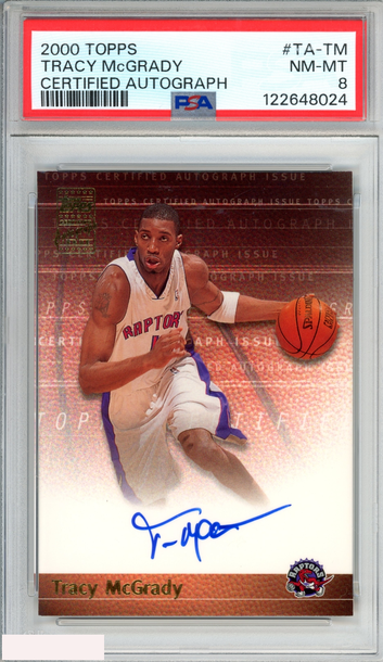 2000 TOPPS CERTIFIED AUTOGRAPH TRACY MCGRADY #TA-TM RAPTORS HOF PSA 8 NM-MT
