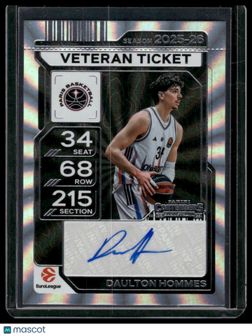 2026 Panini Contenders EuroLeague Basketball Daulton Hommes #VST-HOM Silver Prizm