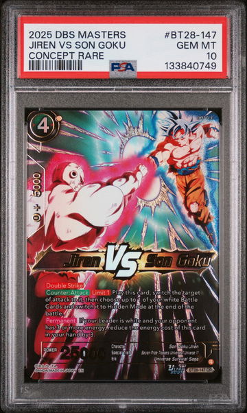 2025 Dragon Ball Super Card Game Masters Series 28 Prismatic Clash Concept Rare Jiren Vs Son Goku #BT28-147 PSA 10