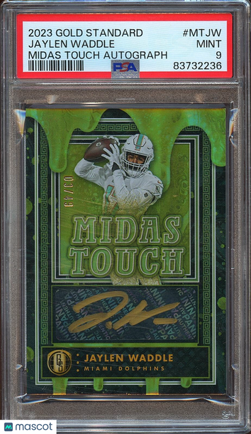 2023 Panini Gold Standard Midas Touch Autographs Jaylen Waddle #2023 Gold PSA 9