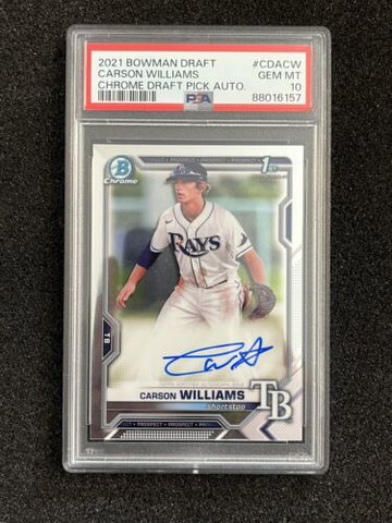 2021 Bowman Chrome 1st Carson Williams #CDACW 1st Prospect Chrome Auto PSA 10