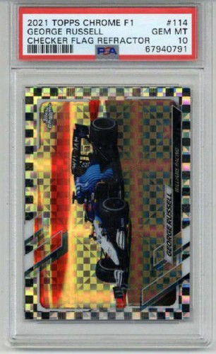 2021 TOPPS CHROME F1 CHECKER FLAG REFRACTOR GEORGE RUSSELL PSA 10 LOW POP